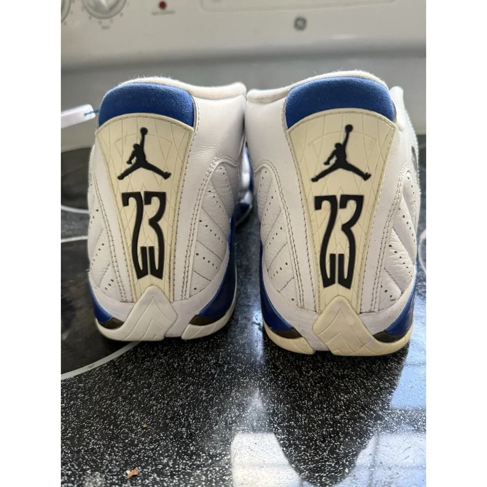 Nike Air Jordan 14 White‎ Hyper Royal Blue size 9 487471-104 OG XIV Retro Shoes